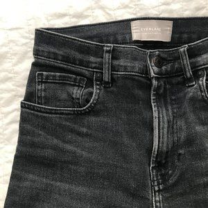 Everlane High Rise Straight Jean in Washed Black
